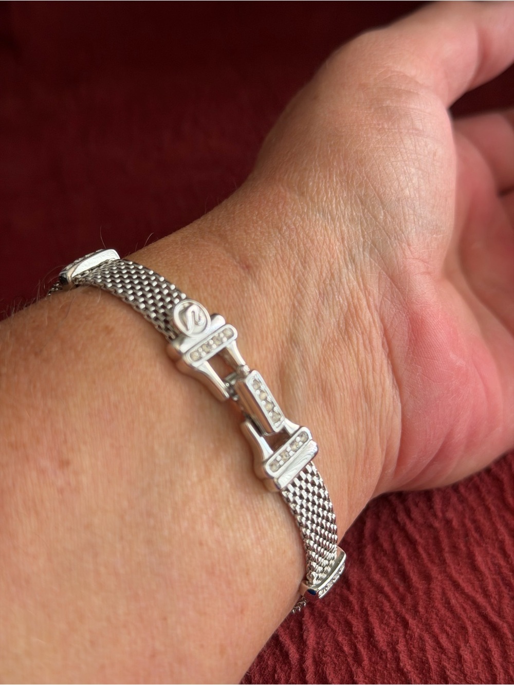 Genuine Swarovski Silver Mesh Link Bracelet with Swarovski  Crystals